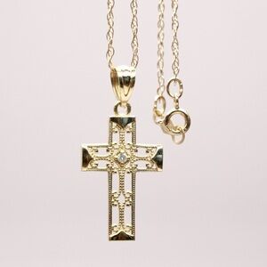 14K Gold Dainty Cross Necklace